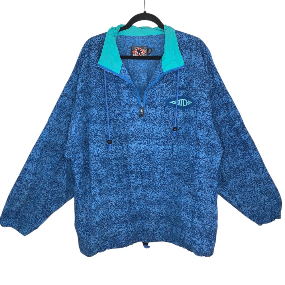 GOTCHA Blue Nylon Pullover Windbreaker Vintage 80s/90s Surf Skate